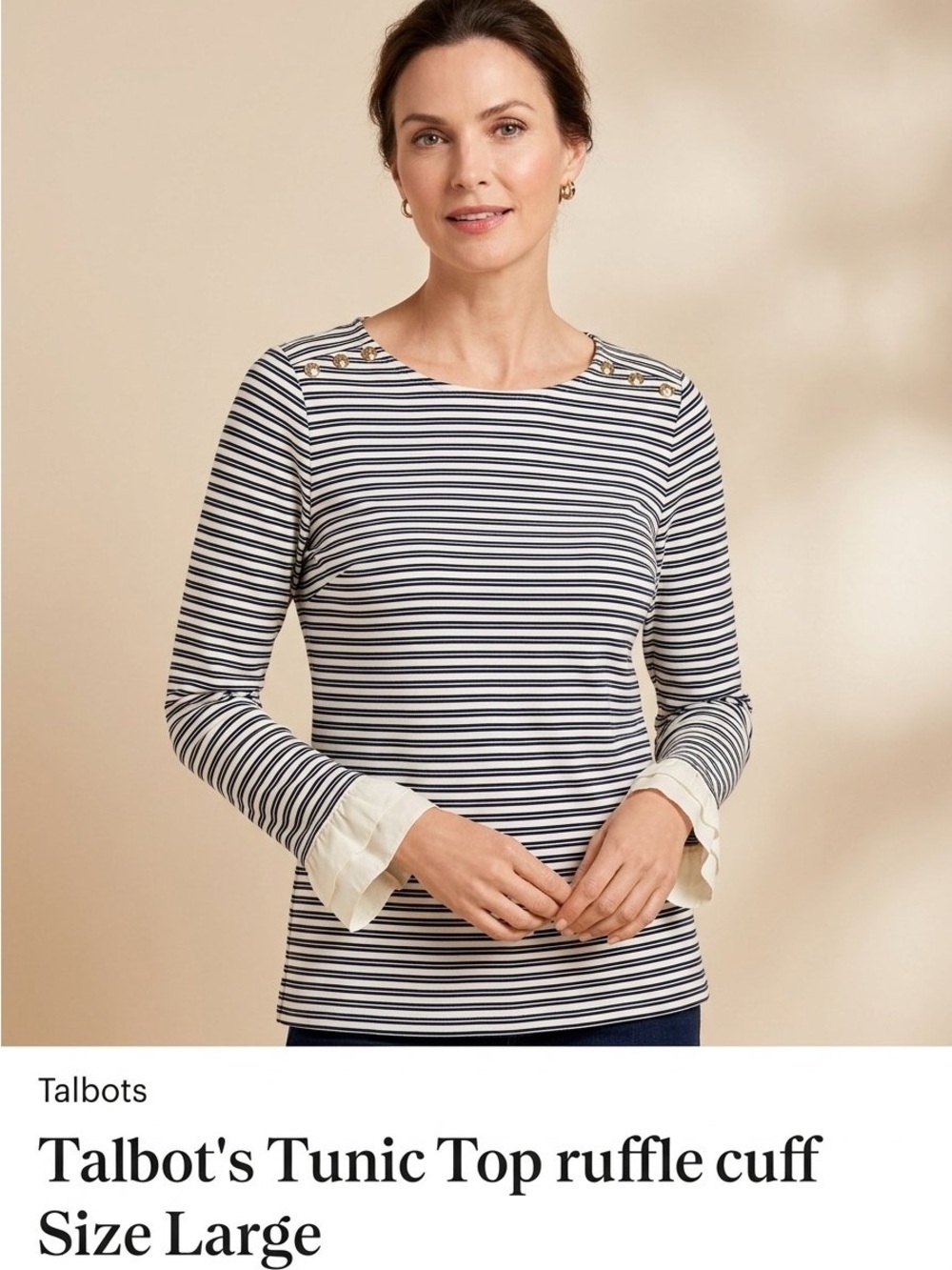 Talbot's Tunic Top ruffle cuff 
Size Large